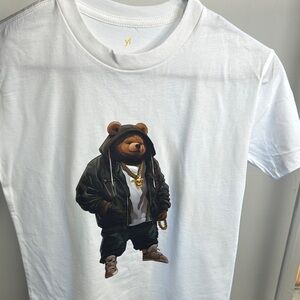 White Short Sleeve Bear Graphic Tee